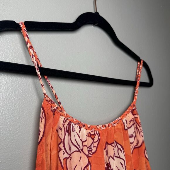 True Destinations Womens Orange Floral Tropical Maxi Dress Resort Wear Size L - Picture 5 of 8
